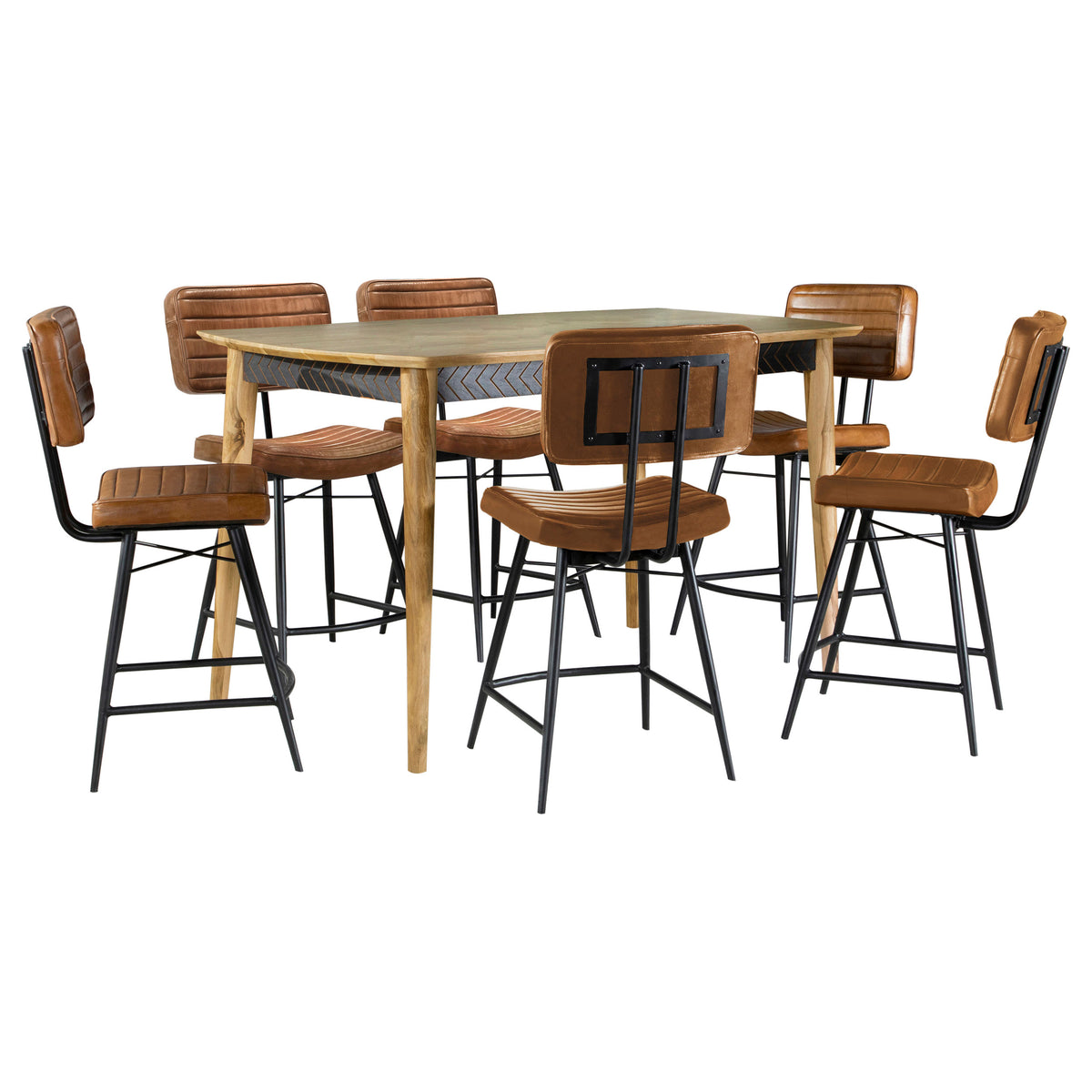 Partridge - 7 Piece Counter Dining Set - Sheesham And Camel