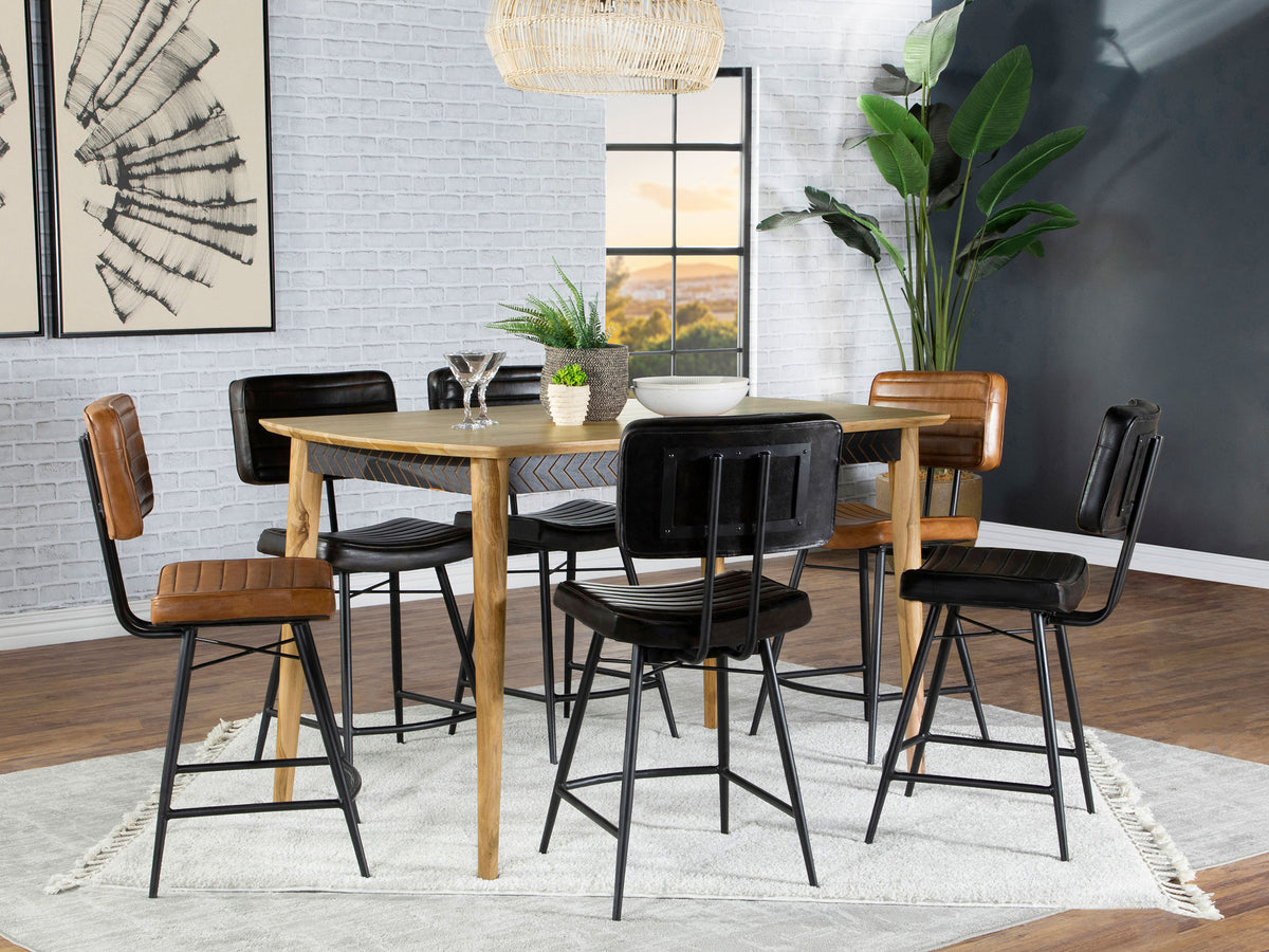 Partridge - 7 Piece Counter Dining Set - Espresso And Camel