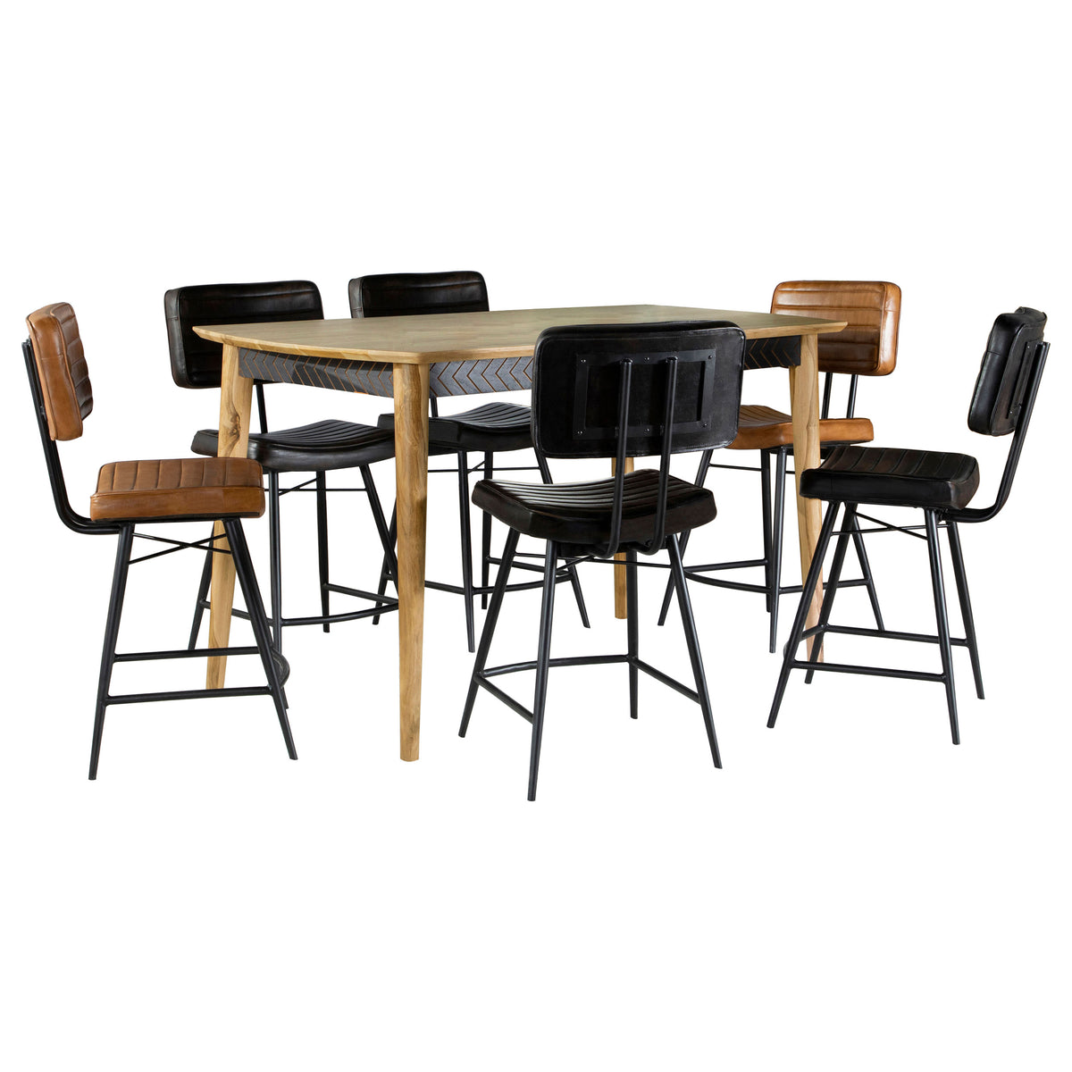 Partridge - 7 Piece Counter Dining Set - Espresso And Camel