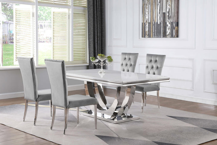 coaster-furniture-111101-s5g-kerwin-5-piece-rectangular-dining-table-set-grey-and-chrome