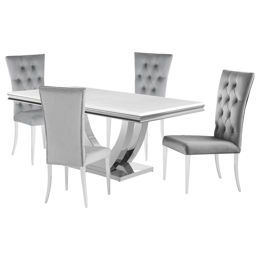 coaster-furniture-111101-s5g-kerwin-5-piece-rectangular-dining-table-set-grey-and-chrome
