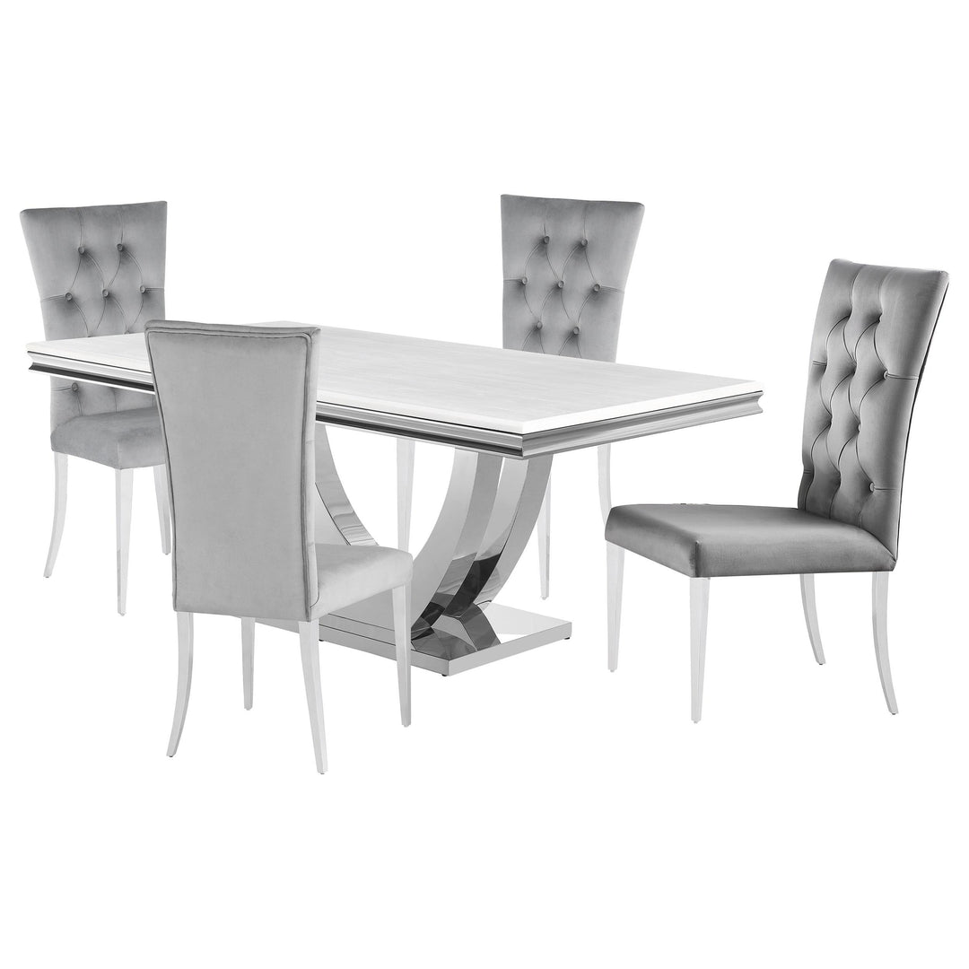 coaster-furniture-111101-s5g-kerwin-5-piece-rectangular-dining-table-set-grey-and-chrome