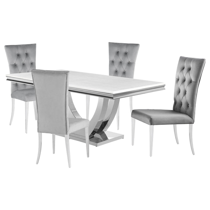 coaster-furniture-111101-s5g-kerwin-5-piece-rectangular-dining-table-set-grey-and-chrome