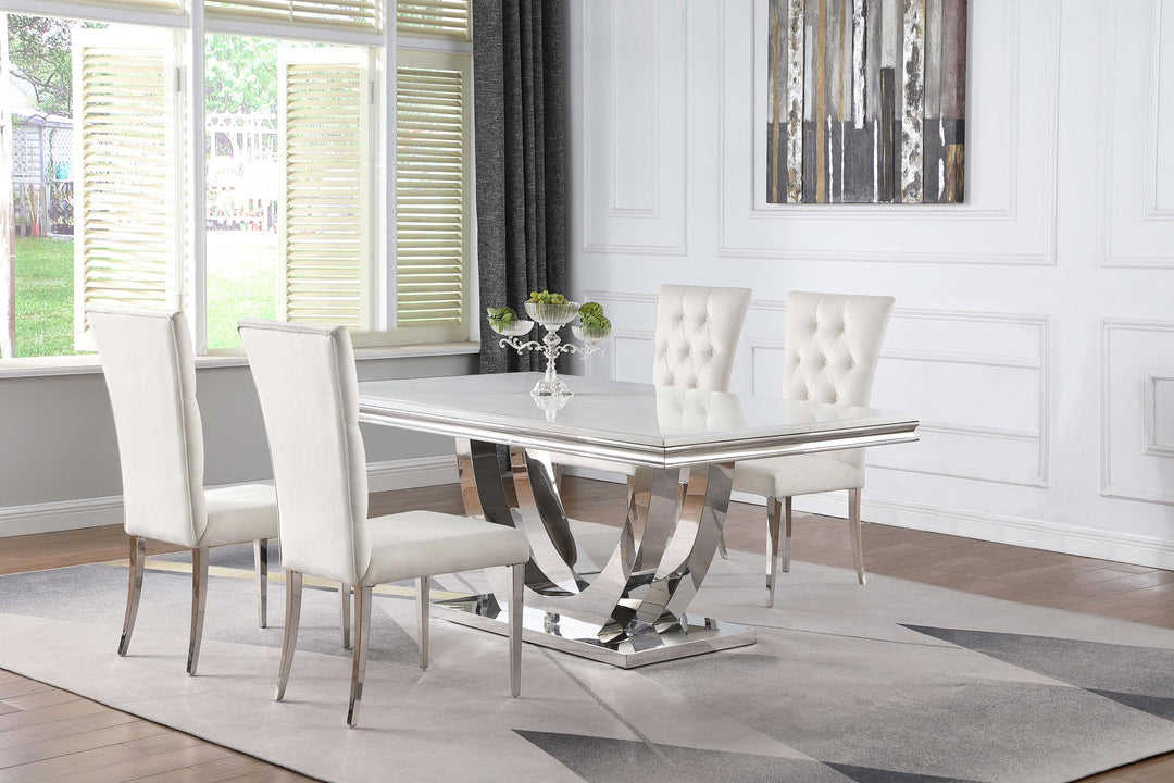 coaster-furniture-111101-s5w-kerwin-5-piece-rectangular-dining-table-set-white-and-chrome