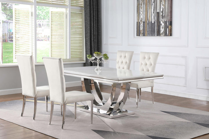 coaster-furniture-111101-s5w-kerwin-5-piece-rectangular-dining-table-set-white-and-chrome