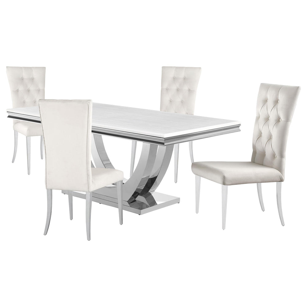 coaster-furniture-111101-s5w-kerwin-5-piece-rectangular-dining-table-set-white-and-chrome