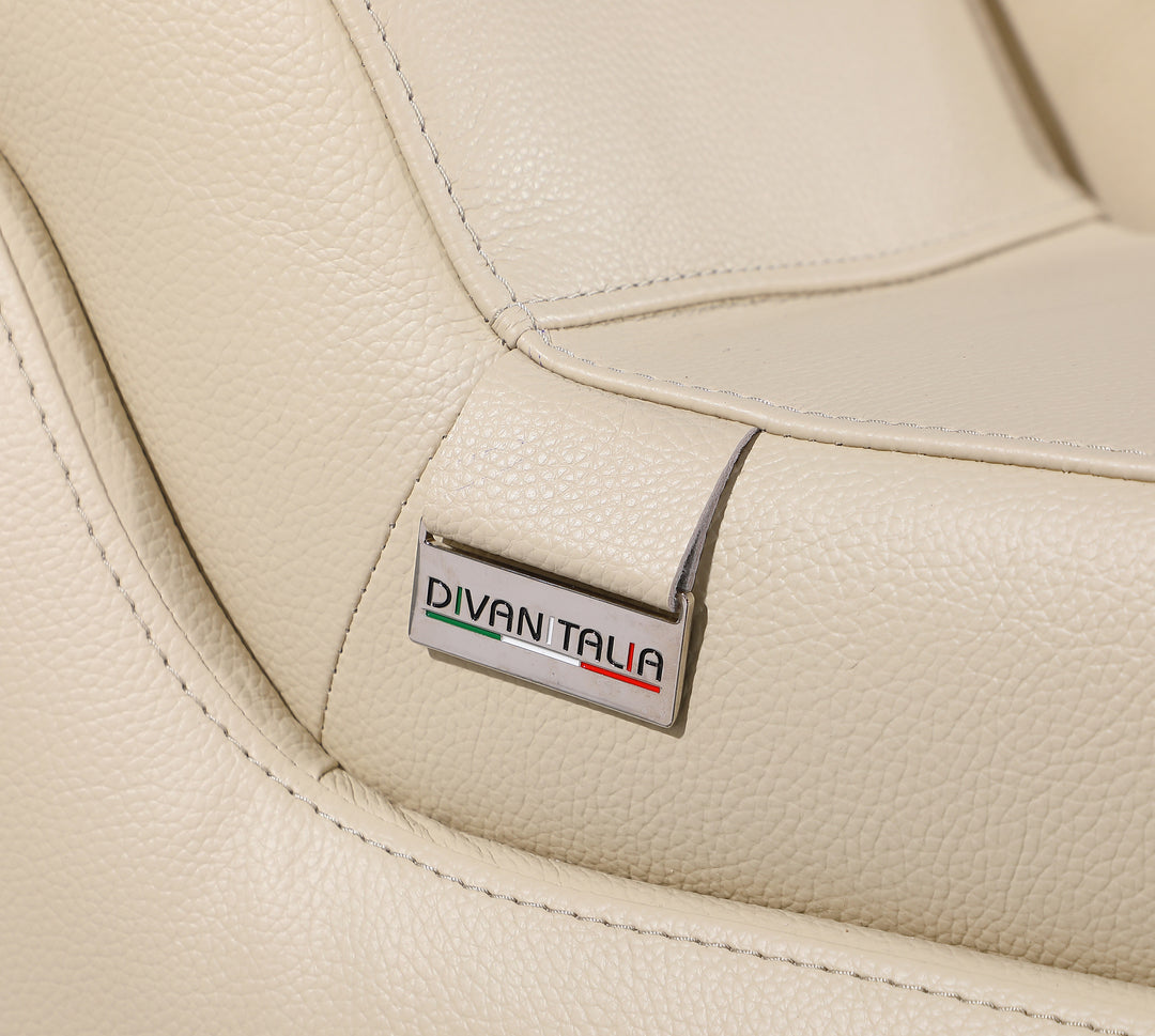 DivanItalia 1116 Beige Italian Leather Power Reclining Chair with Power Headrests