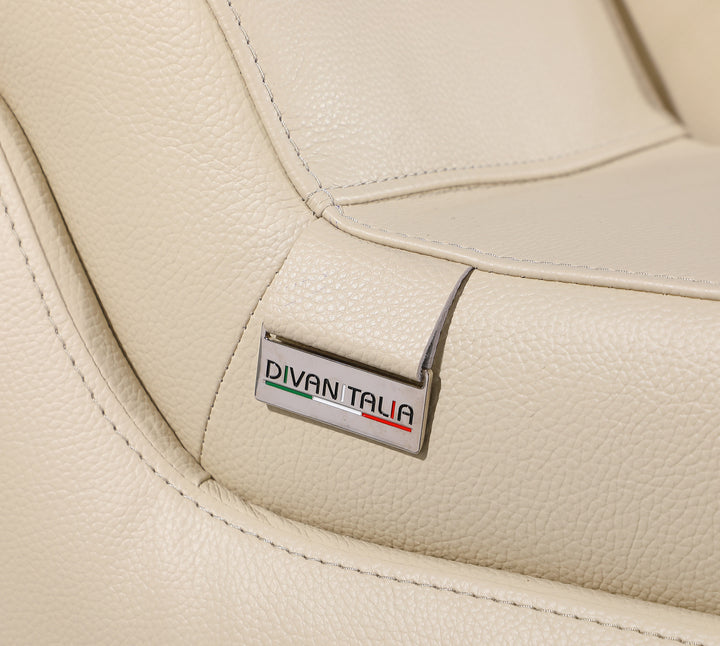 DivanItalia 1116 Beige Italian Leather Power Reclining Chair with Power Headrests