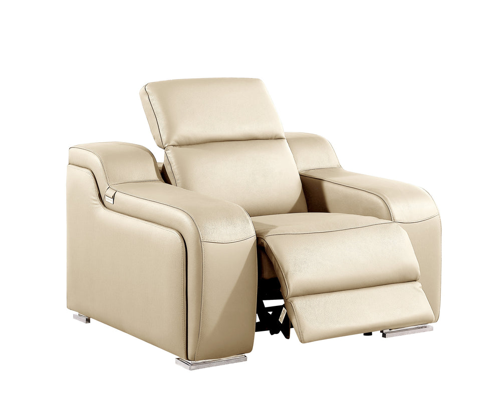 DivanItalia 1116 Beige Italian Leather Power Reclining Chair with Power Headrests - alternate view 4