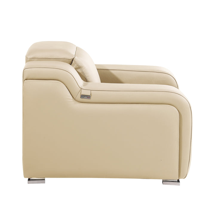 DivanItalia 1116 Beige Italian Leather Power Reclining Chair with Power Headrests
