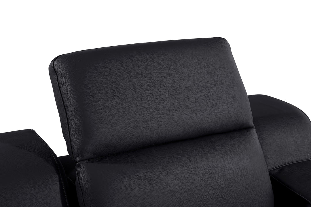 DivanItalia 1116 Black Italian Leather Power Reclining Chair with Power Headrests
