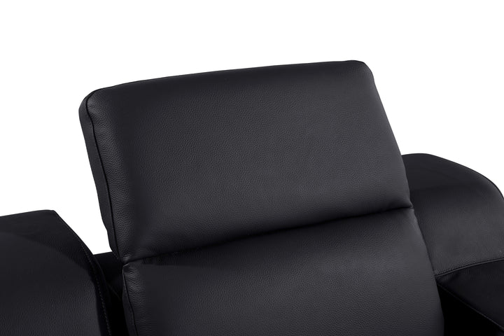 DivanItalia 1116 Black Italian Leather Power Reclining Chair with Power Headrests