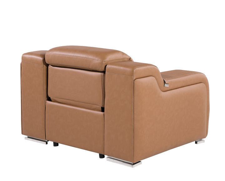 DivanItalia 1116 Cognac Italian Leather Power Reclining Chair with Power Headrests