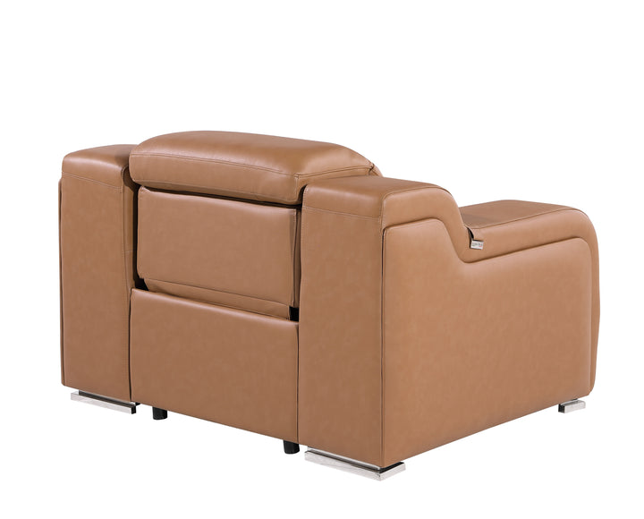 DivanItalia 1116 Cognac Italian Leather Power Reclining Chair with Power Headrests