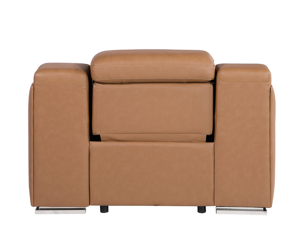 DivanItalia 1116 Cognac Italian Leather Power Reclining Chair with Power Headrests - alternate view 6