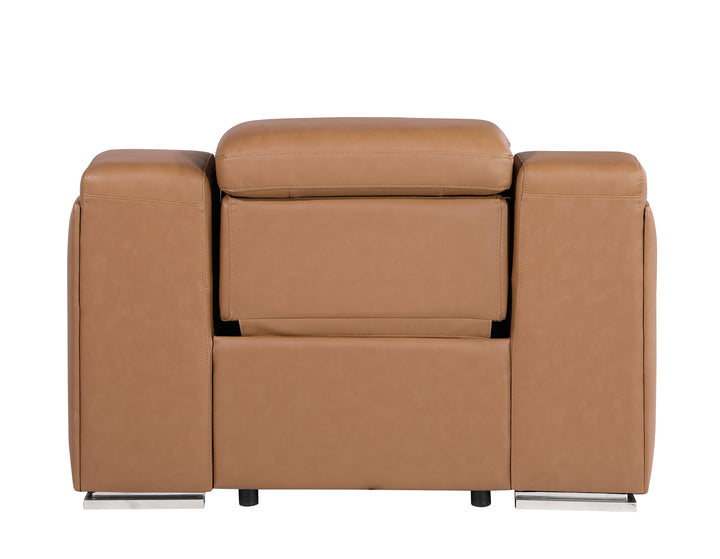 DivanItalia 1116 Cognac Italian Leather Power Reclining Chair with Power Headrests