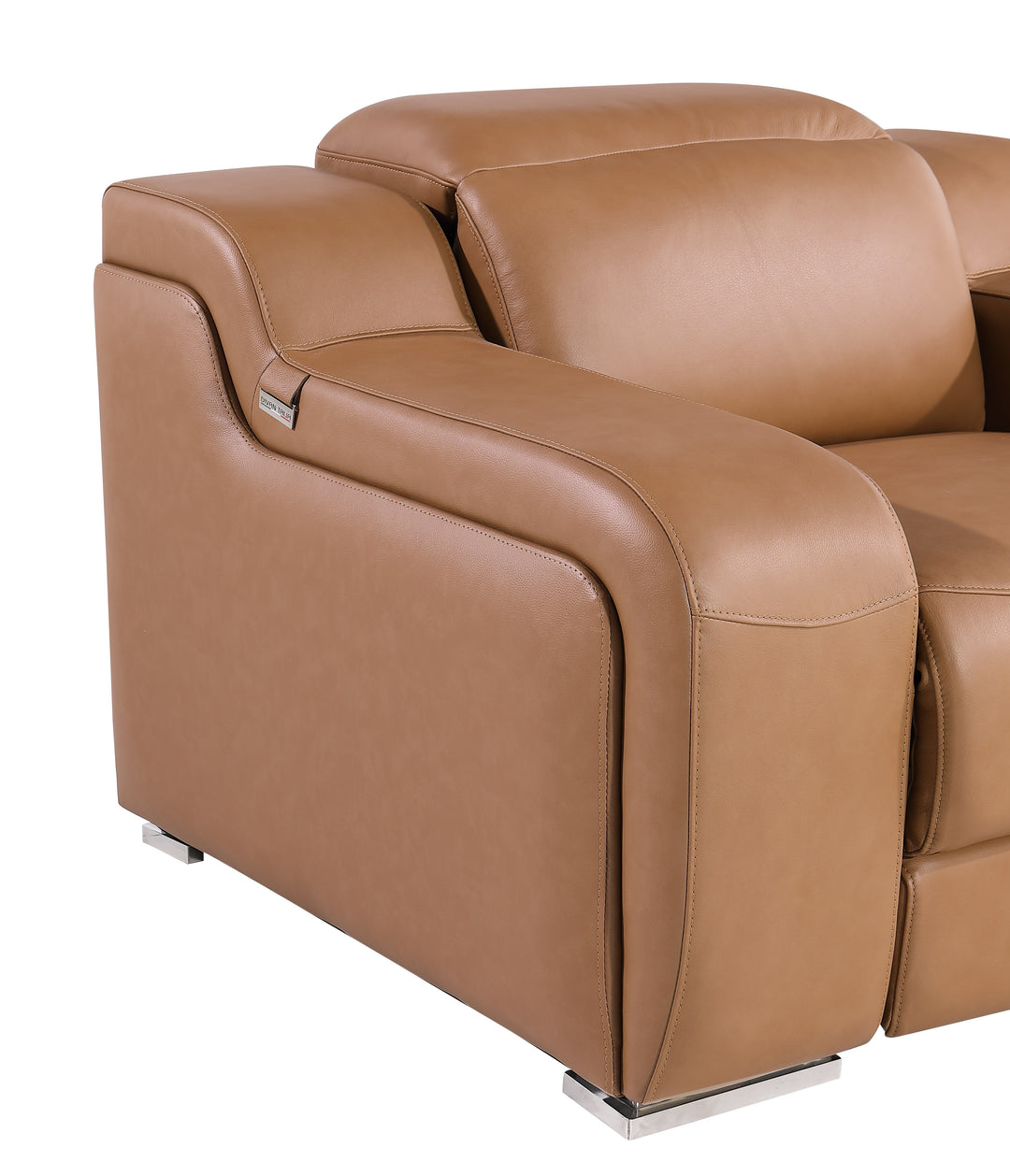 DivanItalia 1116 Cognac Italian Leather Power Reclining Chair with Power Headrests