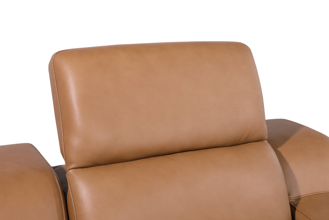 DivanItalia 1116 Cognac Italian Leather Power Reclining Chair with Power Headrests