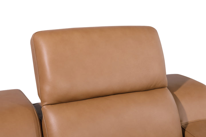 DivanItalia 1116 Cognac Italian Leather Power Reclining Chair with Power Headrests