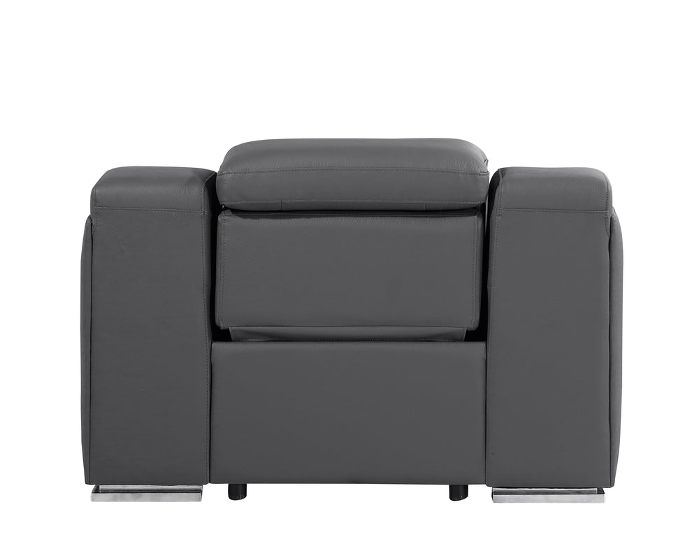 DivanItalia 1116 Dark Gray Italian Leather Power Reclining Chair with Power Headrests - alternate view 4