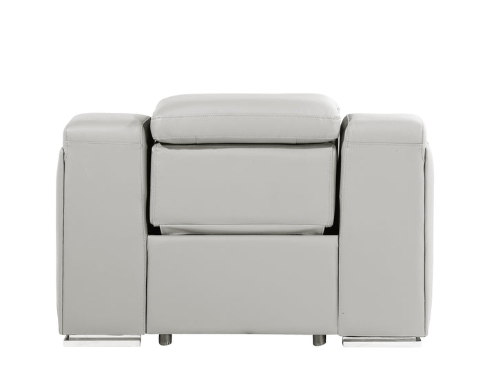 DivanItalia 1116 Light Gray Italian Leather Power Reclining Chair with Power Headrests