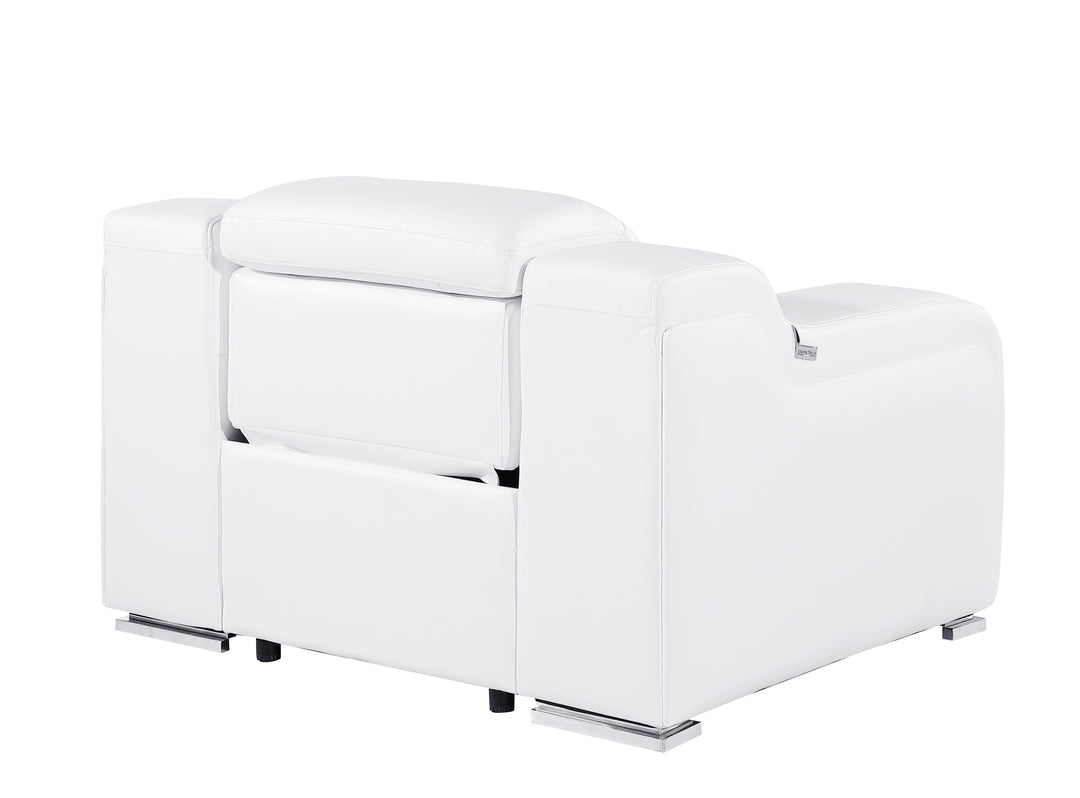 DivanItalia 1116 White Italian Leather Power Reclining Chair with Power Headrests