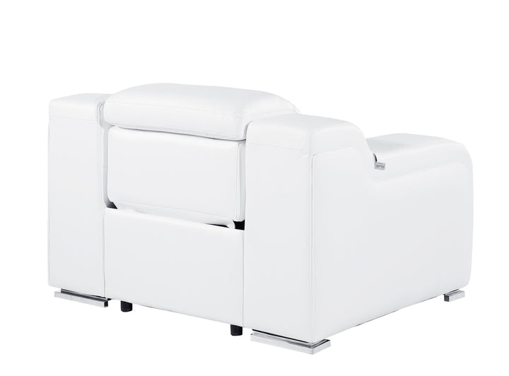 DivanItalia 1116 White Italian Leather Power Reclining Chair with Power Headrests