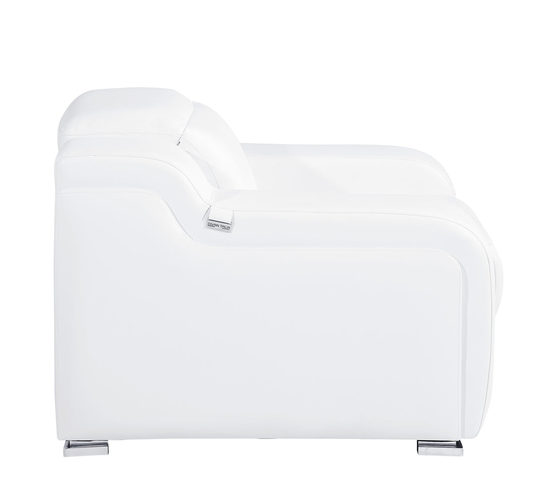 DivanItalia 1116 White Italian Leather Power Reclining Chair with Power Headrests