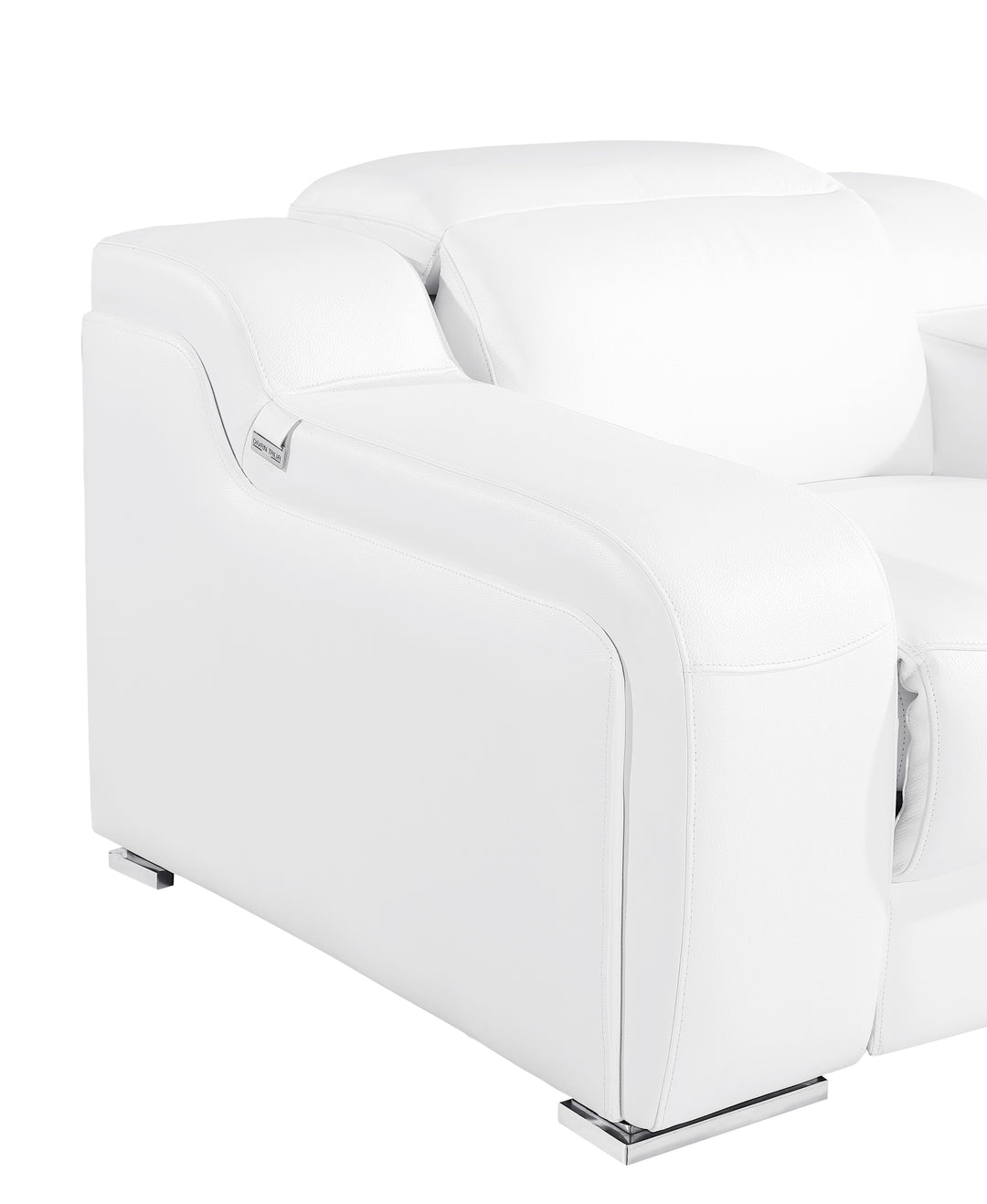 DivanItalia 1116 White Italian Leather Power Reclining Chair with Power Headrests