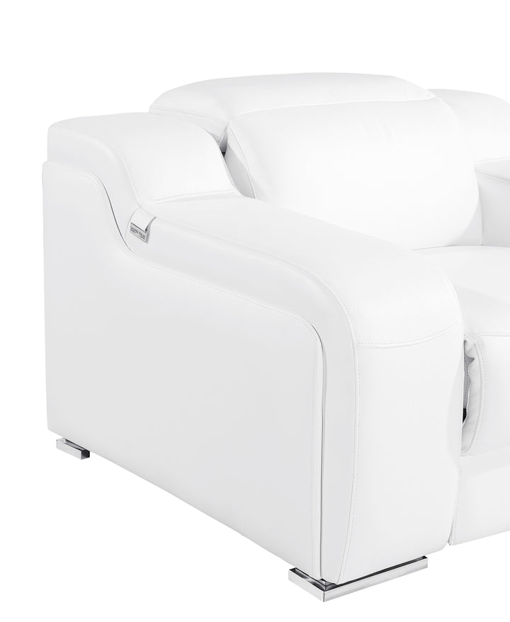 DivanItalia 1116 White Italian Leather Power Reclining Chair with Power Headrests
