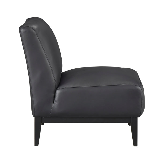 Houghton Leather Accent Chair in Black