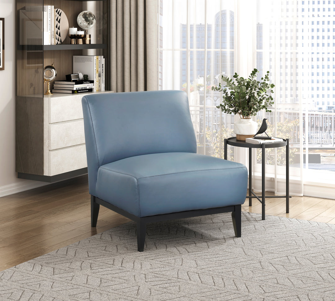 Houghton Leather Accent Chair in Blue