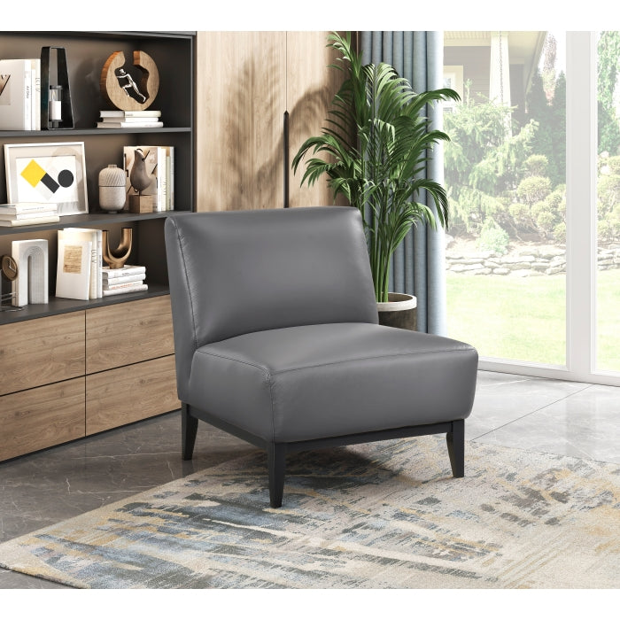 Houghton Leather Accent Chair in Dark Gray