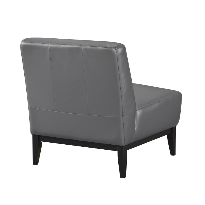 Houghton Leather Accent Chair in Dark Gray