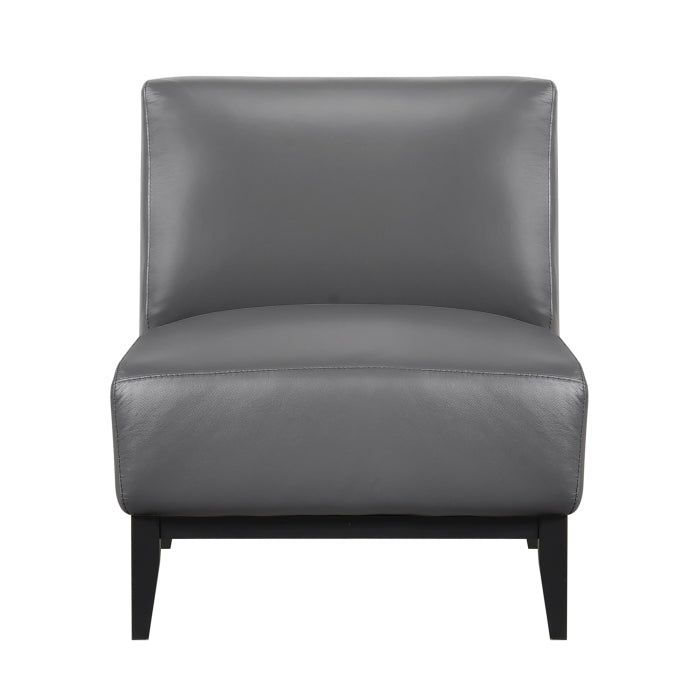 Houghton Leather Accent Chair in Dark Gray