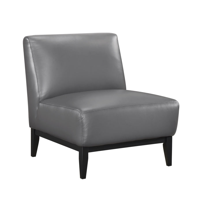 Houghton Leather Accent Chair in Dark Gray