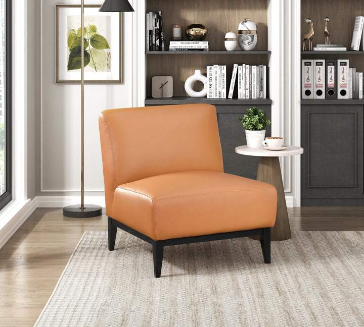 Houghton Leather Accent Chair in Orange