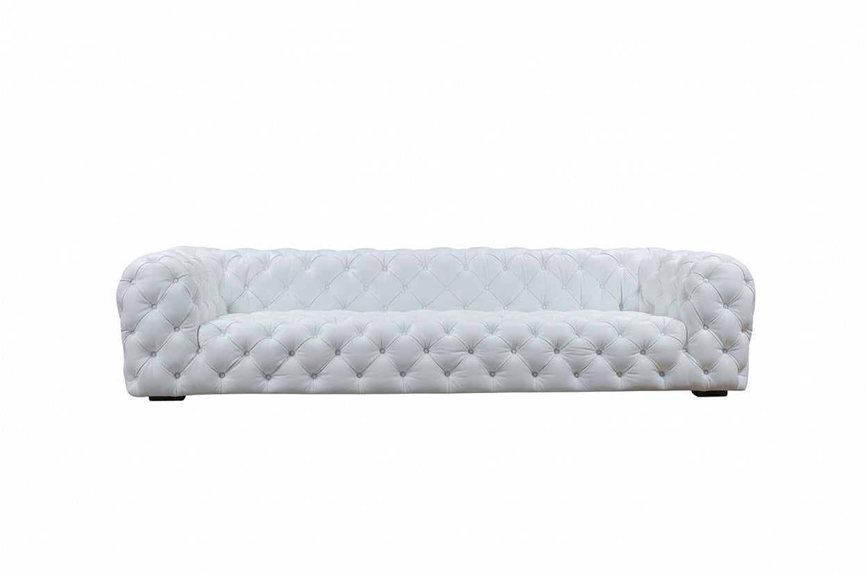 Dexter Transitional White Full Italian Leather Sofa