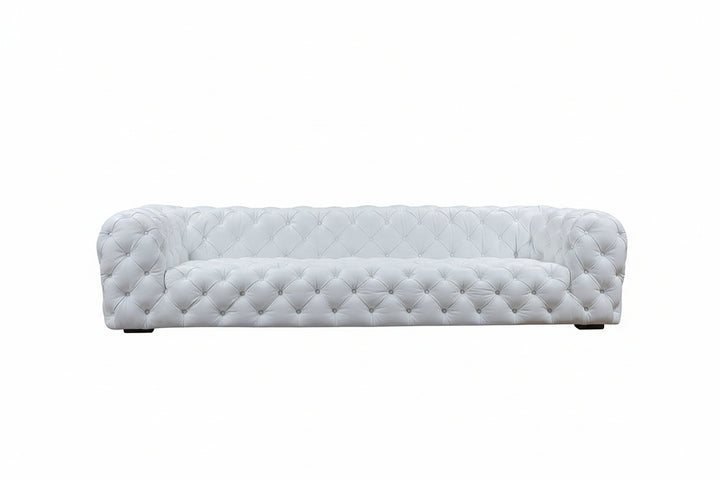 Dexter Transitional White Full Italian Leather Sofa