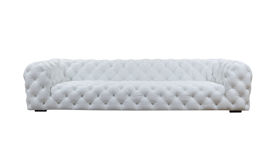 Dexter Transitional White Full Italian Leather Sofa