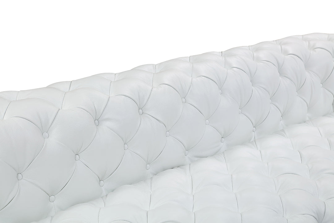 Dexter Transitional White Full Italian Leather Sofa