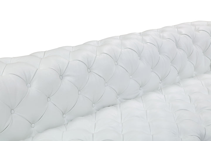 Dexter Transitional White Full Italian Leather Sofa