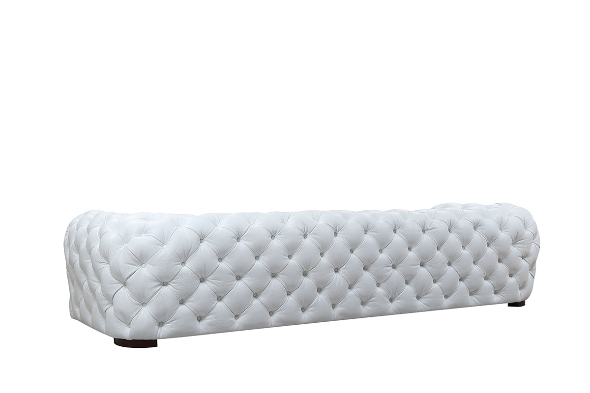 Dexter Transitional White Full Italian Leather Sofa