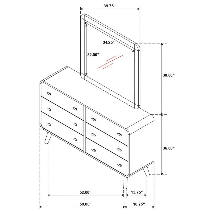 Robyn - 6-Drawer Bedroom Dresser And Mirror - Light Ash