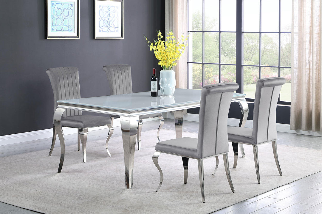 coaster-furniture-115081-s5g-carone-5-piece-81-rectangular-white-glass-dining-set-grey