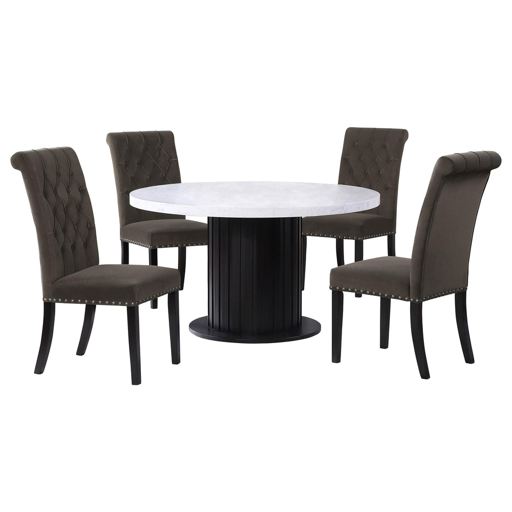 coaster-furniture-115490-s5bv-sherry-5-piece-round-marble-top-dining-table-set-brown
