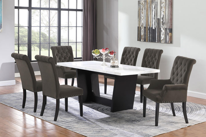 coaster-furniture-115511-s7bv-sherry-7-piece-rectangular-marble-top-dining-table-set-brown