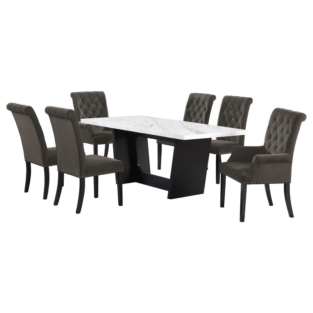 coaster-furniture-115511-s7bv-sherry-7-piece-rectangular-marble-top-dining-table-set-brown