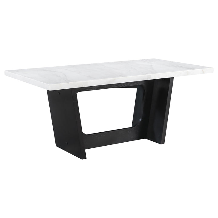 Sherry - 7 Piece Rectangular Marble Top Dining Table Set - Brown