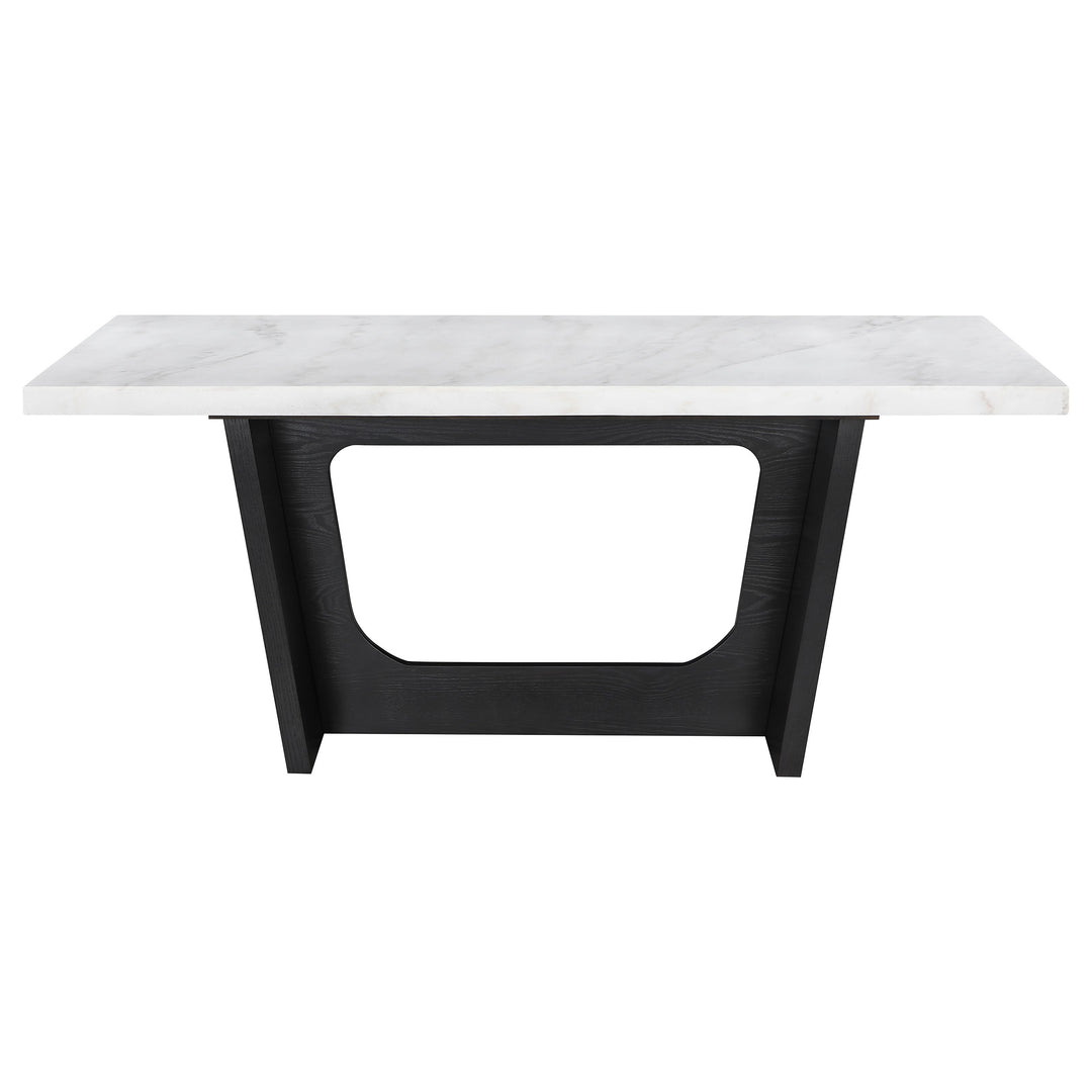 Sherry - 7 Piece Rectangular Marble Top Dining Table Set - Brown